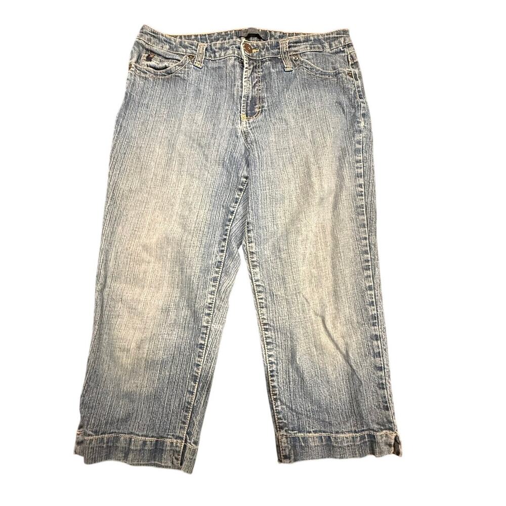 Jeanstar Girls Blue Denim Straight Leg Cropped Capri Medium Wash Jeans Size 12